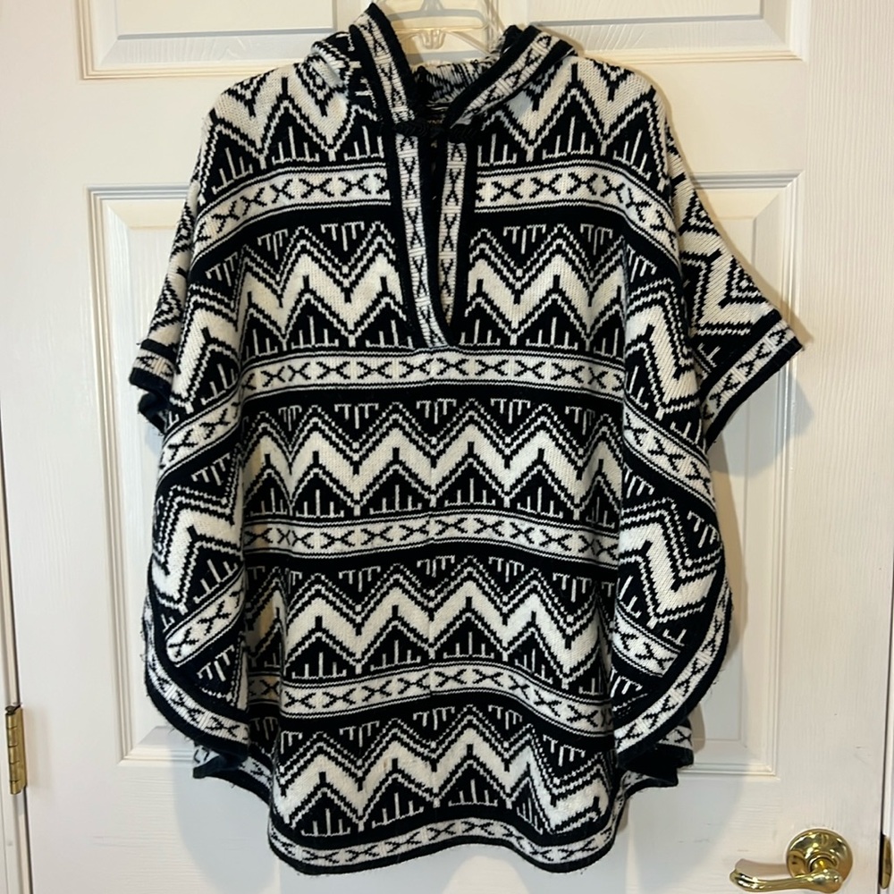 Vintage Bronson‎ of California B&W Hoodie Poncho, Sz Medium